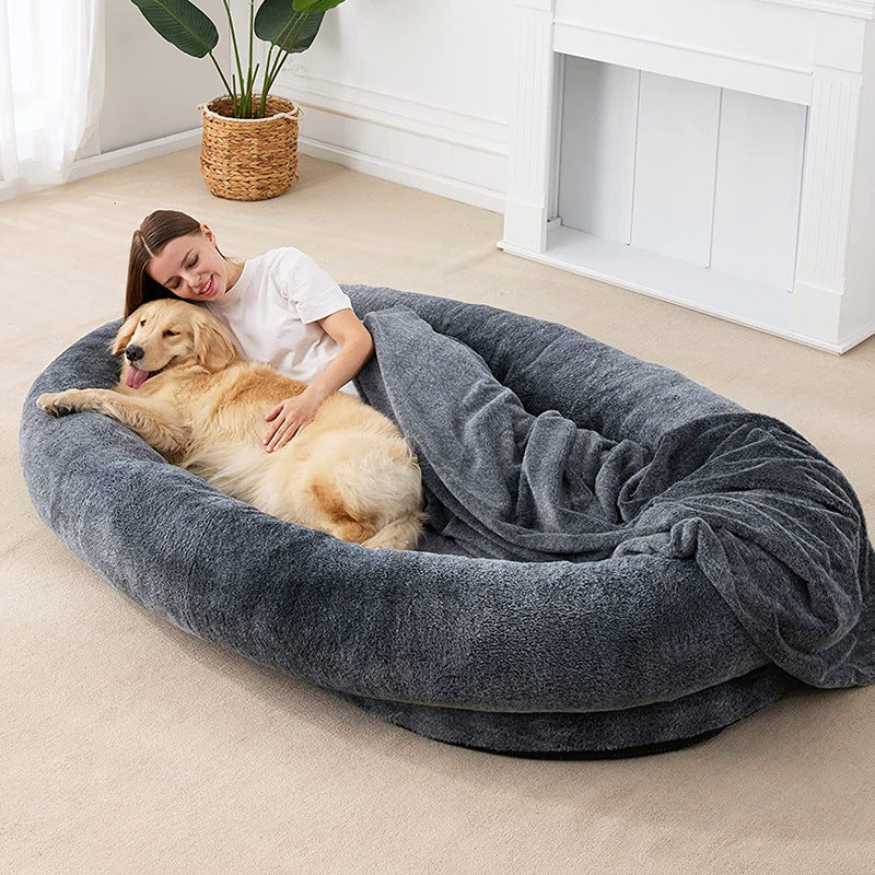 Large Human Short Plush Dog Bed