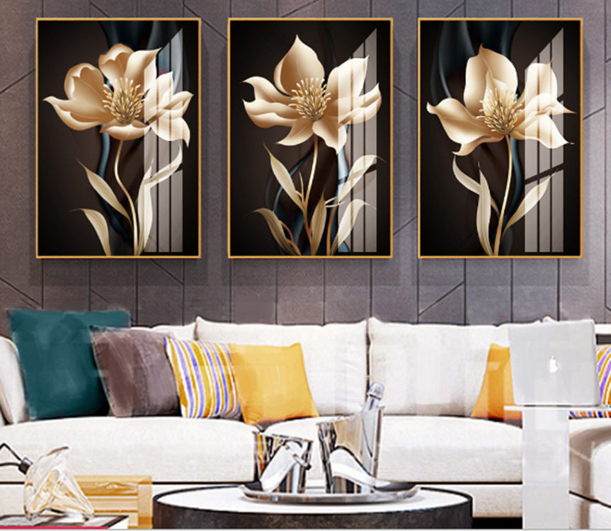 Abstract Black Gold Flower Wall Art Decoration Painting Frameless Painting Core