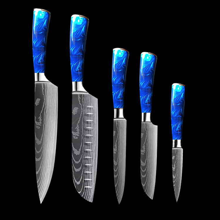 8-inch Chef Knife with Blue Resin Handle