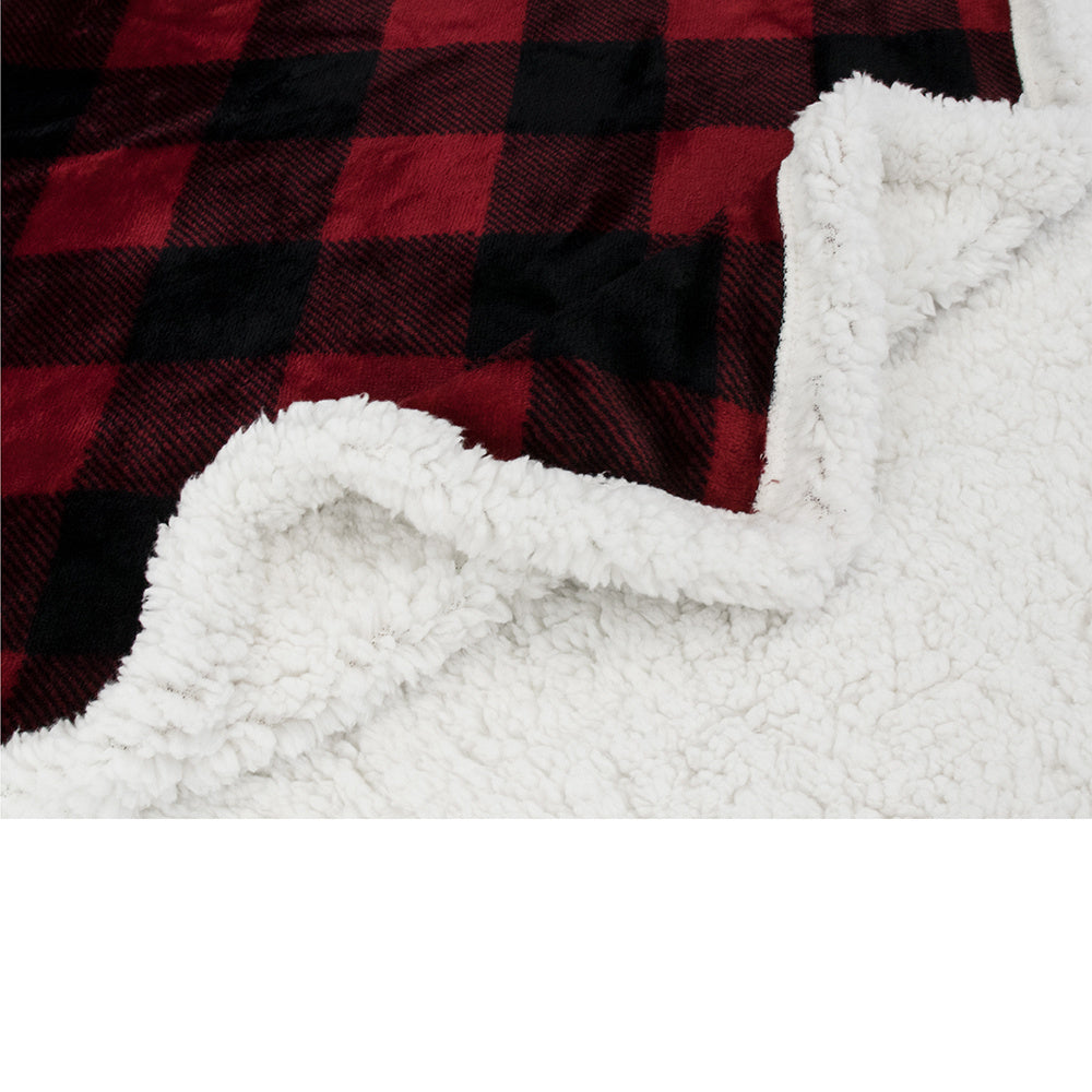 Red plaid flannel wool blanket