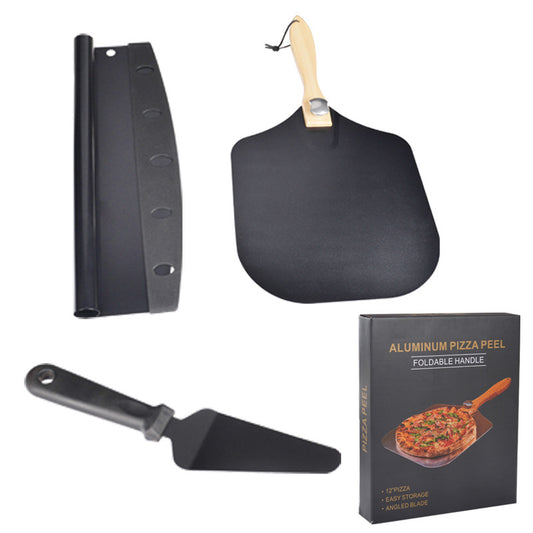 Aluminum Pizza Shovel Set Wooden Handle Pizza Shovel Non-stick Pizza Transfer Shovel