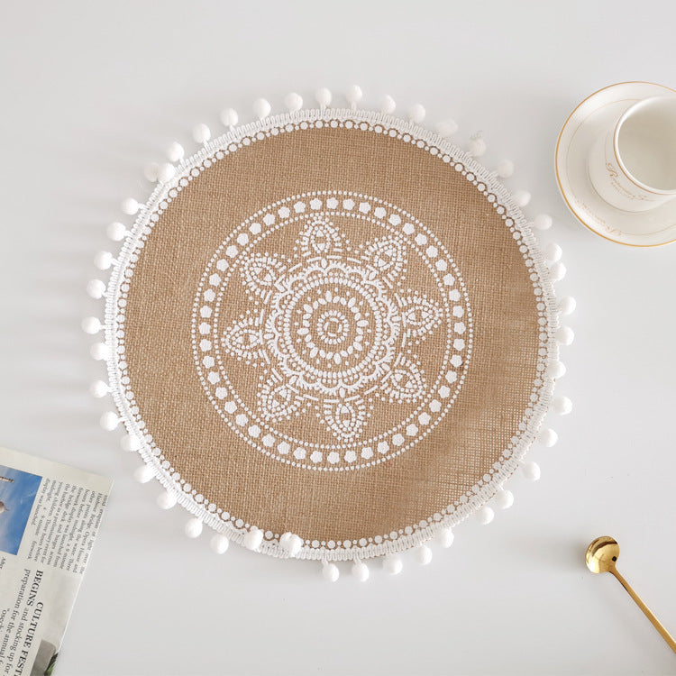 Nordic Braided Placemat Jute Decorative Round Fringe Edge