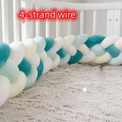 Heightening Baby Braided Crib Bumpers Knot Long Pillow Cushion Bedding Room Dector