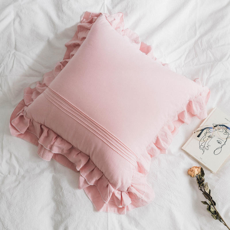 Ruffled Pure Cotton Pure Color Small Pillowcase