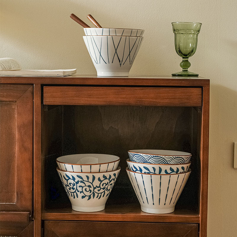 Noodle Bowl Homemade Underglaze Ceramic Rain-hat Shaped Bowl