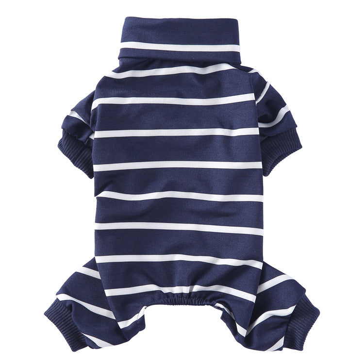 Fashion High Collar Striped Pet Dog Pajamas