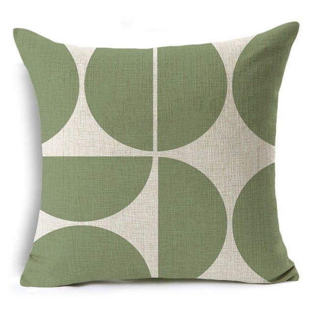 New Green Geometric Print Linen Pillowcase