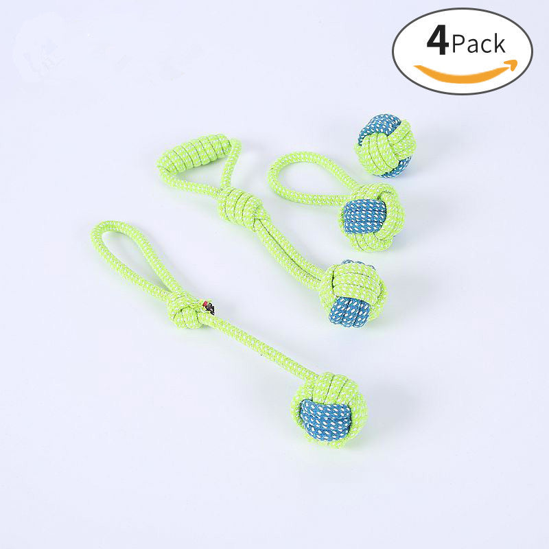 Bite-resistant Cotton Rope Molar Teeth Cleaning Rope Knotting Cat And Dog Toy Set