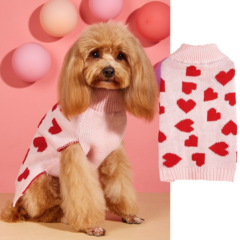 Fashion Personality Bow Love Heart Dog Sweater