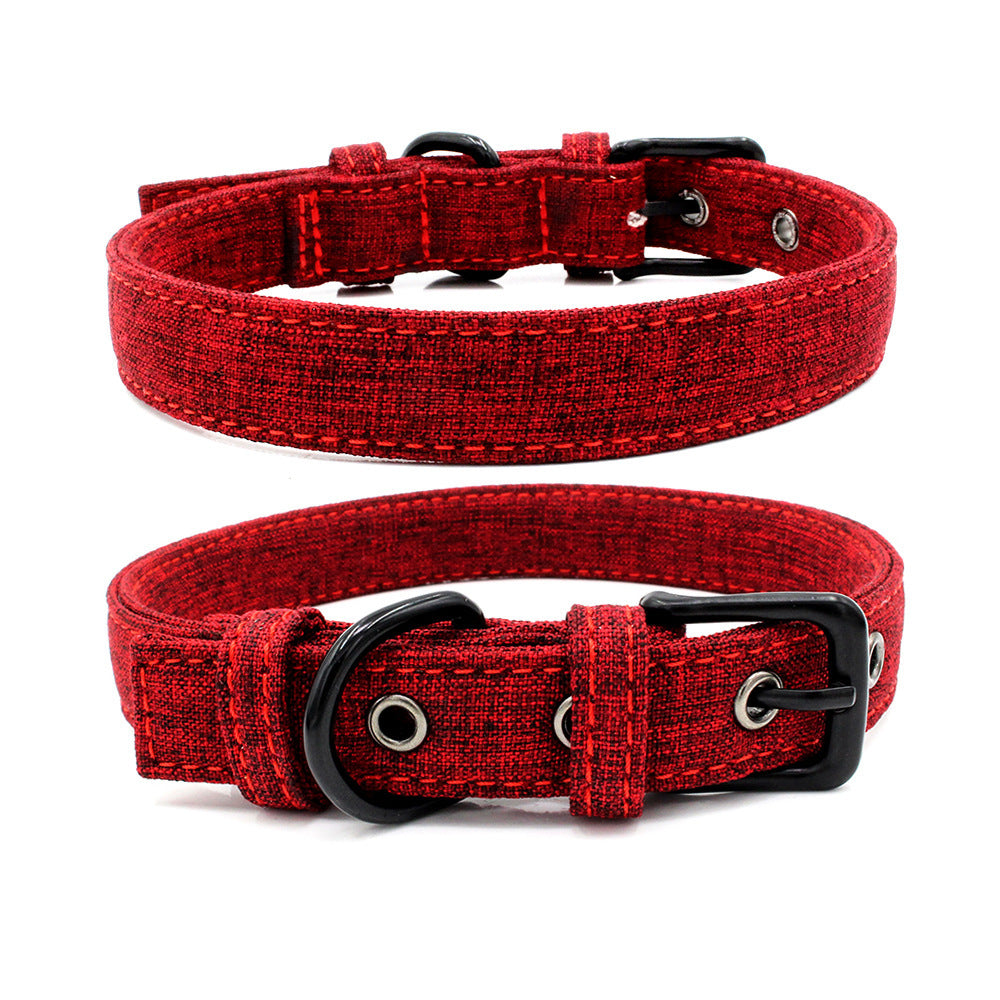 Pet Collar Double Layer Colorful Fabric Dog Collar Traction Dog Leash