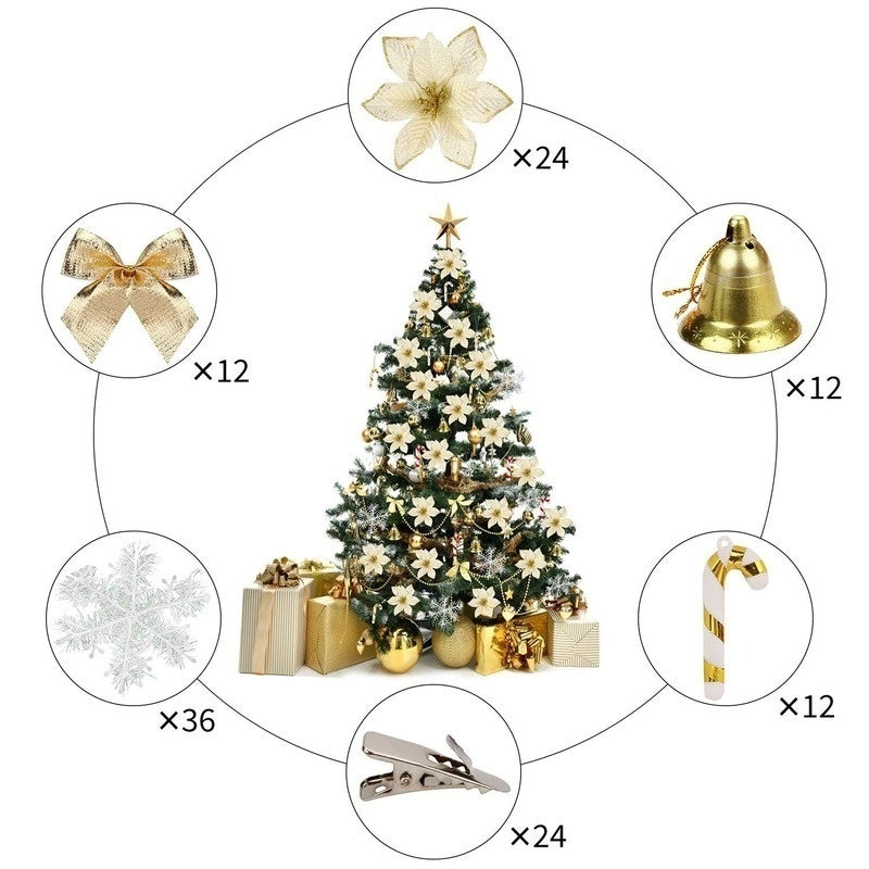 120 Pcs Christmas Flower Set Christmas Tree Decoration Pendant Plastic Flower Simulation