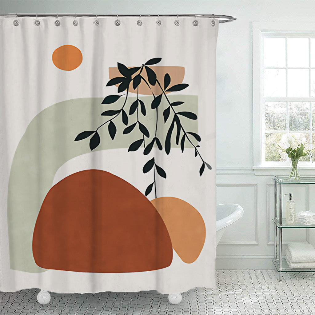 Simple Geometric Shower Curtain Bathroom Polyester Waterproof Shower