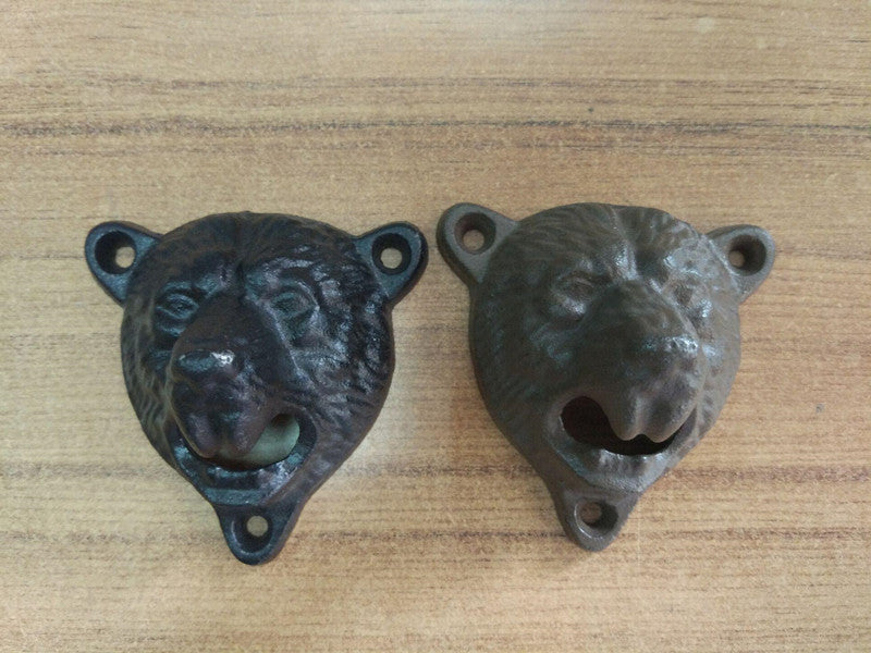 Bear head cast iron wall opener metal craft beer opener