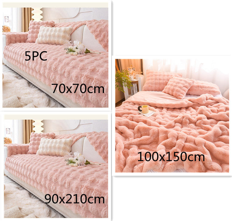 Rabbit Velvet Blanket Thickened Double-sided Fleece Bedroom Cover Blanket