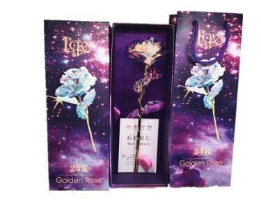 24K Luminous Color Gold Rose Flower Set