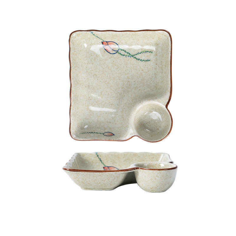 Japanese Ceramic Dumpling With Grid Sushi Plate