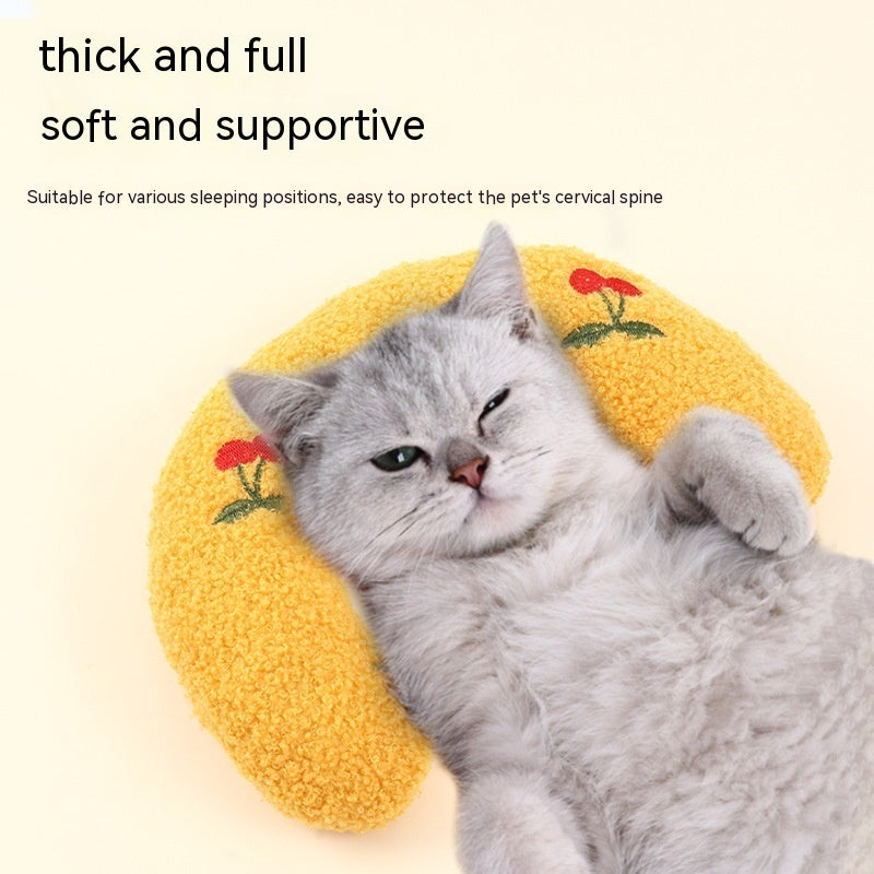 Little Pillow For Cats Fashion Neck Protector Deep Sleep Puppy U-Shaped Pillow Pets Pillow Kitten Headrest Dog Sleeping Pillow Pet Products