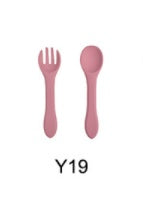 High Quality Natural 100 Food Grade Inventory Easy To Rinse Spoon Weaning Unbreakable Rubber Fork Dishwasher Safe Feeding Set