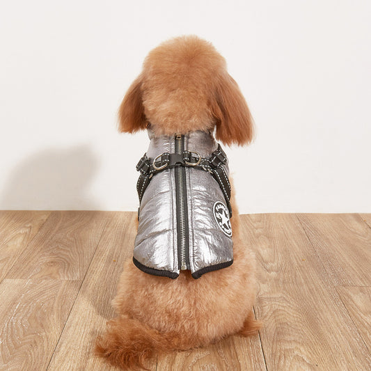 Pet Warm Dog Cotton-padded Clothes Fleece-lined Thickened Reflective Gallus