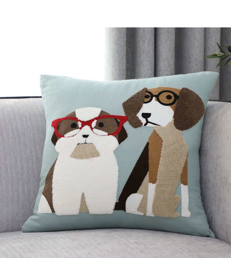 Pillow Embroidered Cushion With Core American Dog