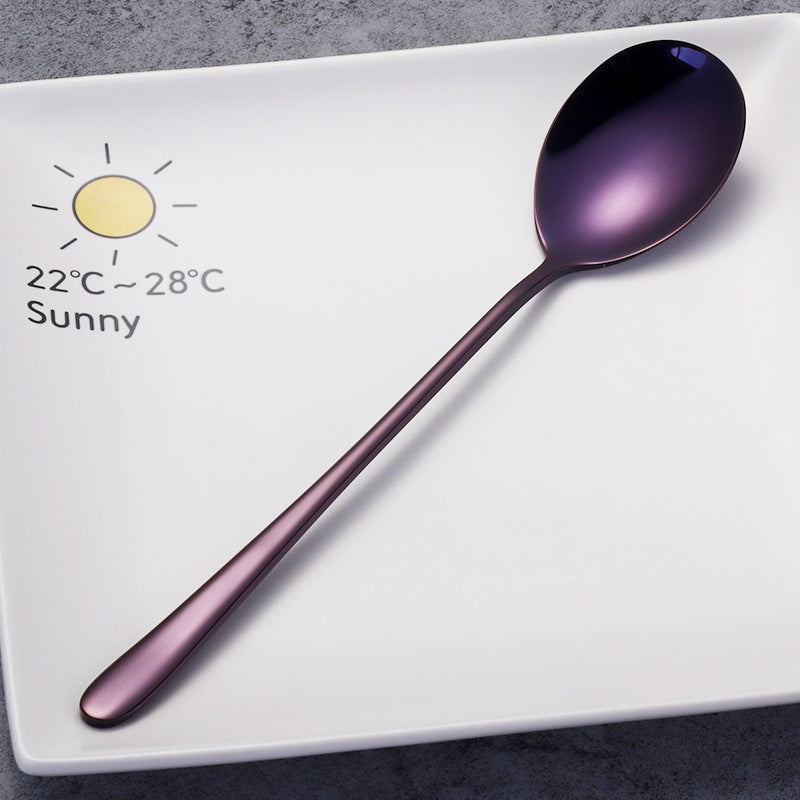 Tableware titanium plated long handle spoon