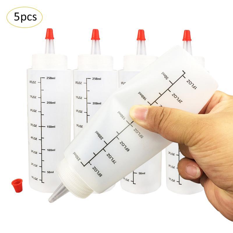 5PCS 250ML Plastic Squeeze Bottle