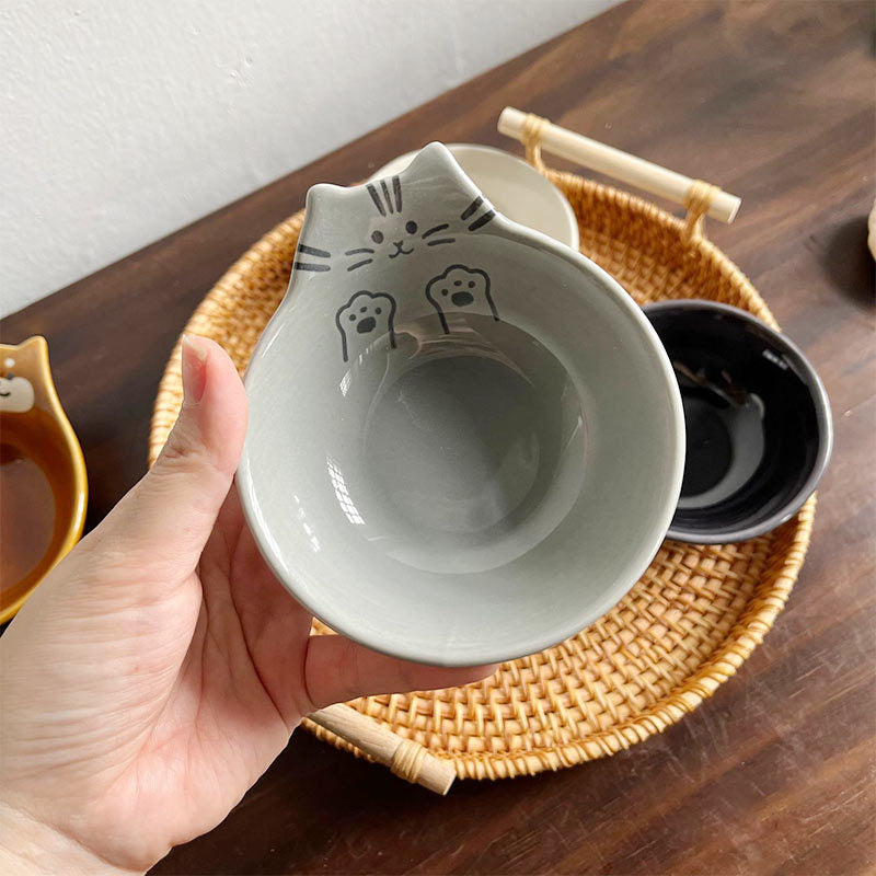 Cartoon Cat Bear Ceramic Plate Household Soy Vinegar Sauce Dipping Seasoning Dish