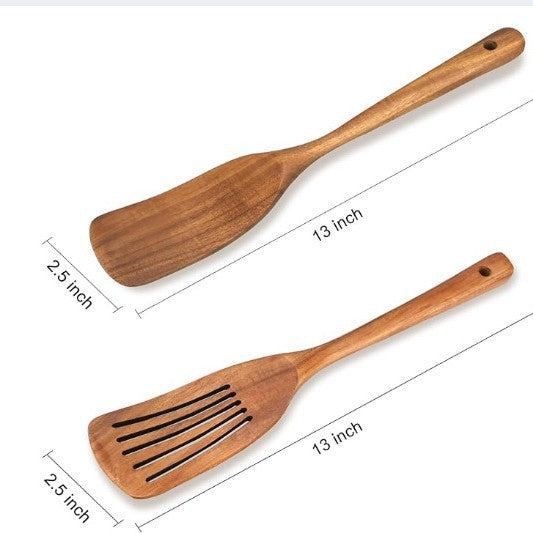 Spatula Kitchenware Suit Teak Head Shovel Salad Stir Soup Pasta Spoon Kitchen