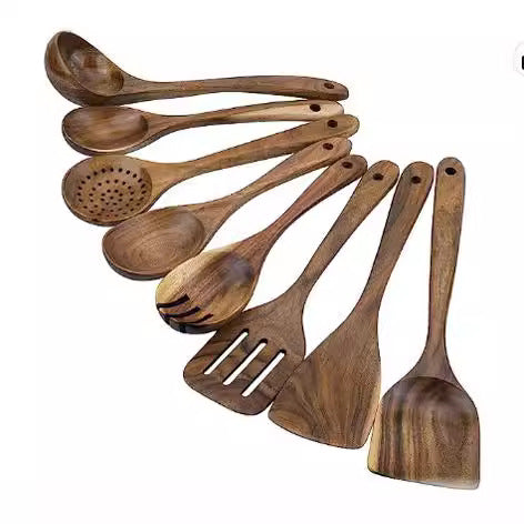 Spatula Kitchenware Suit Teak Head Shovel Salad Stir Soup Pasta Spoon Kitchen