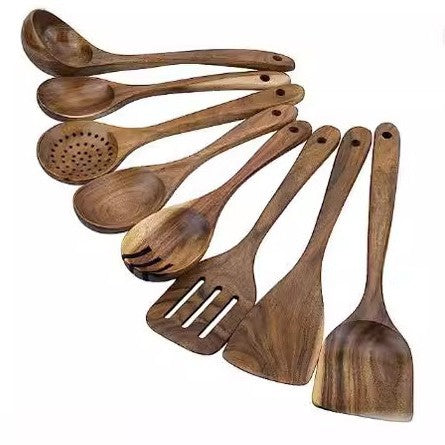 Spatula Kitchenware Suit Teak Head Shovel Salad Stir Soup Pasta Spoon Kitchen