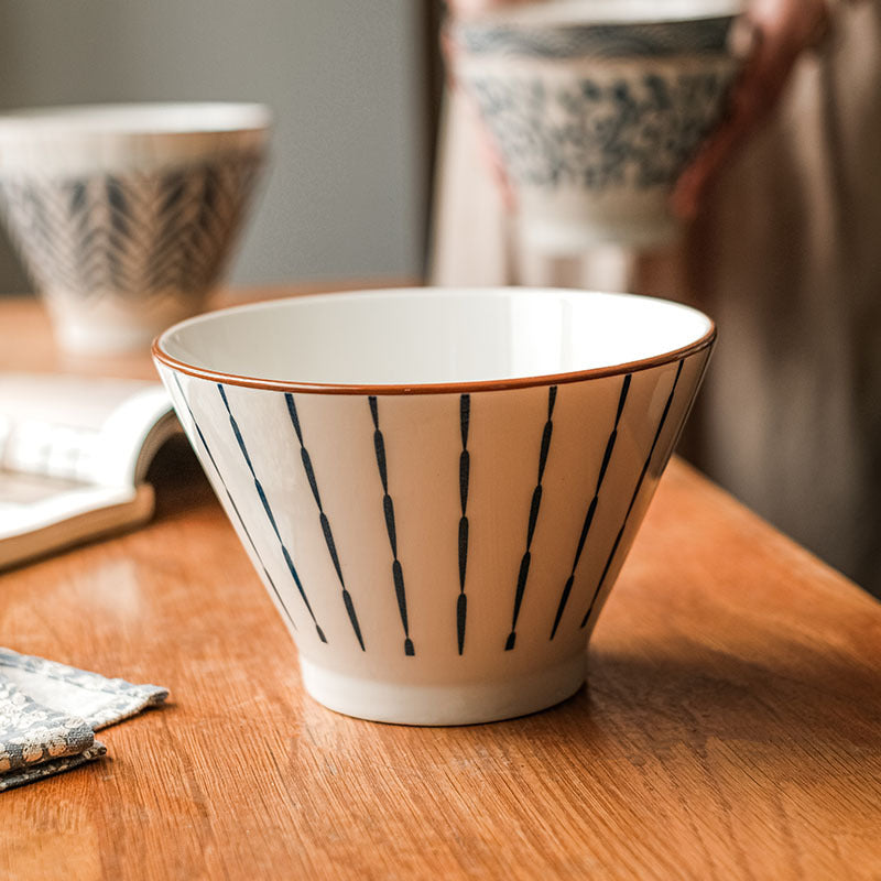 Noodle Bowl Homemade Underglaze Ceramic Rain-hat Shaped Bowl