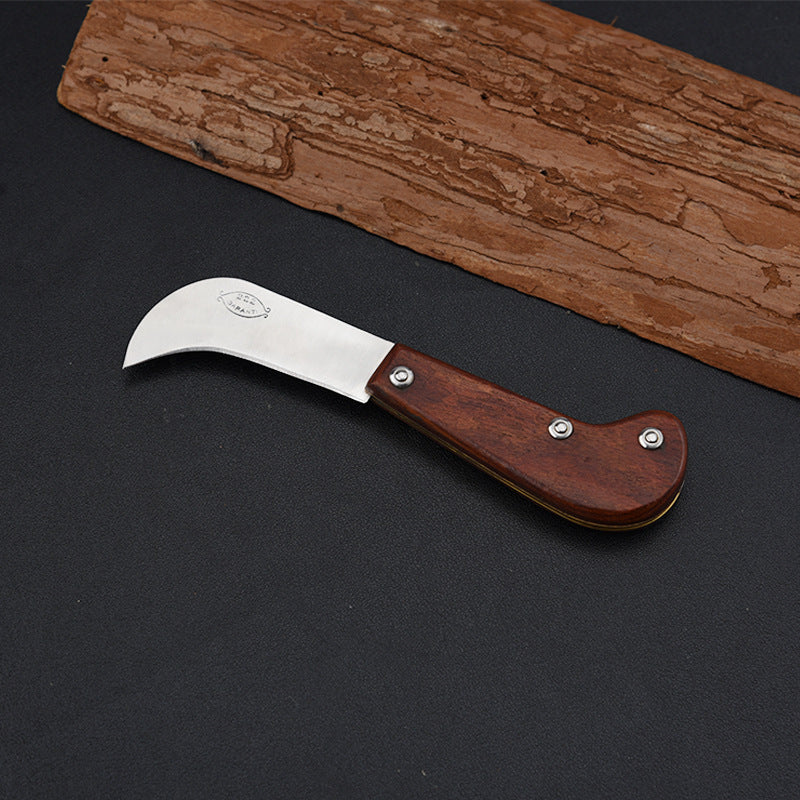 Easy To Carry Mushroom Knife Wooden Handle Folding Small Machete Multifunctional