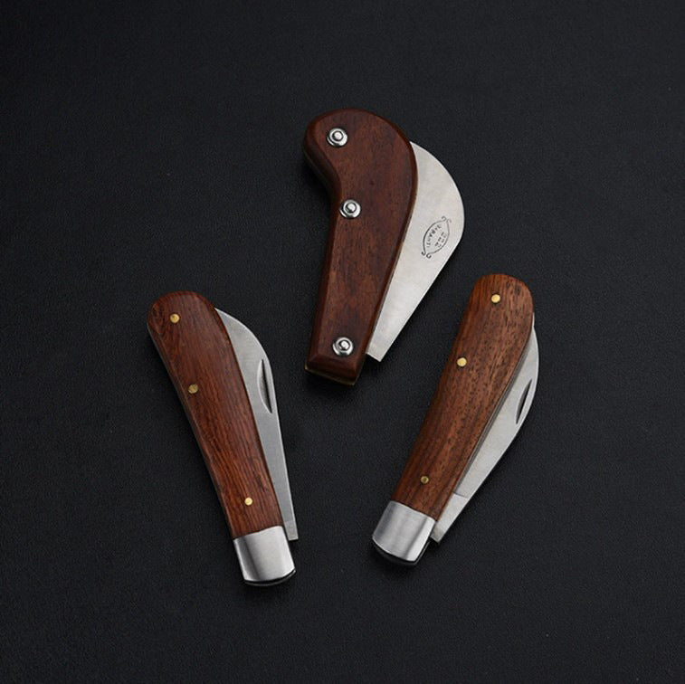 Easy To Carry Mushroom Knife Wooden Handle Folding Small Machete Multifunctional