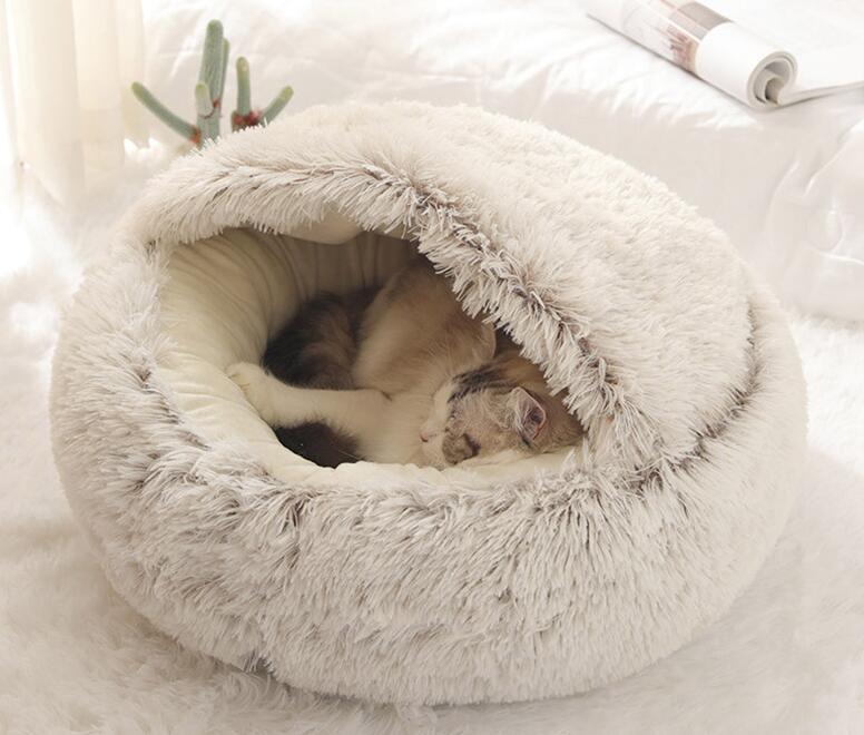 Crystal Velvet Warm Round Half Wrapped Cat's Nest