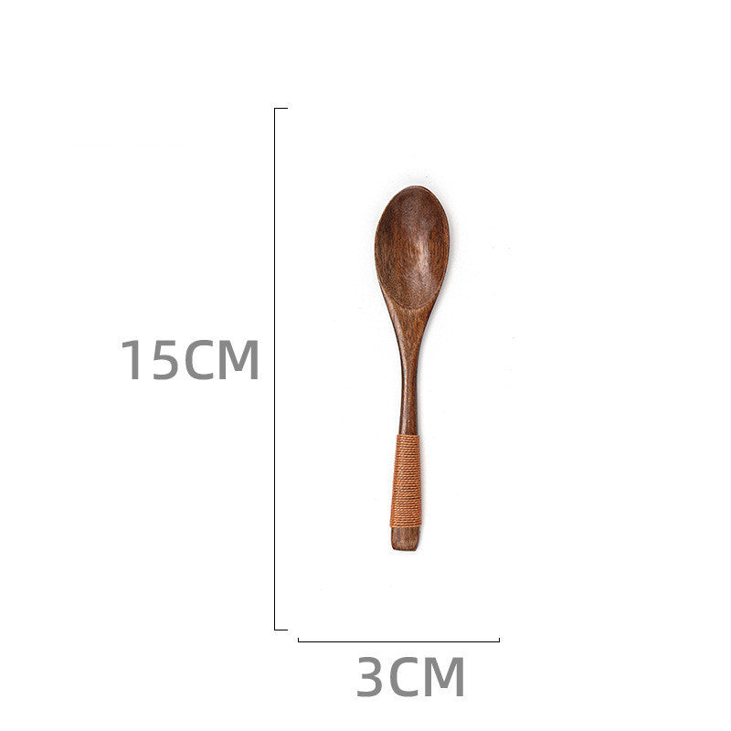 Japanese Style Wooden Long Handle Soup Instant Noodle Spoon