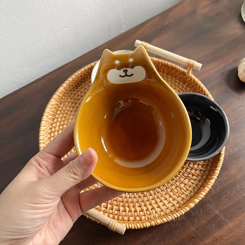 Cartoon Cat Bear Ceramic Plate Household Soy Vinegar Sauce Dipping Seasoning Dish