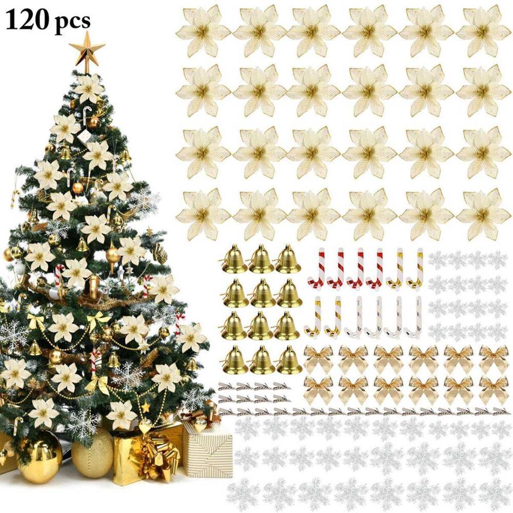 120 Pcs Christmas Flower Set Decoration Pendant