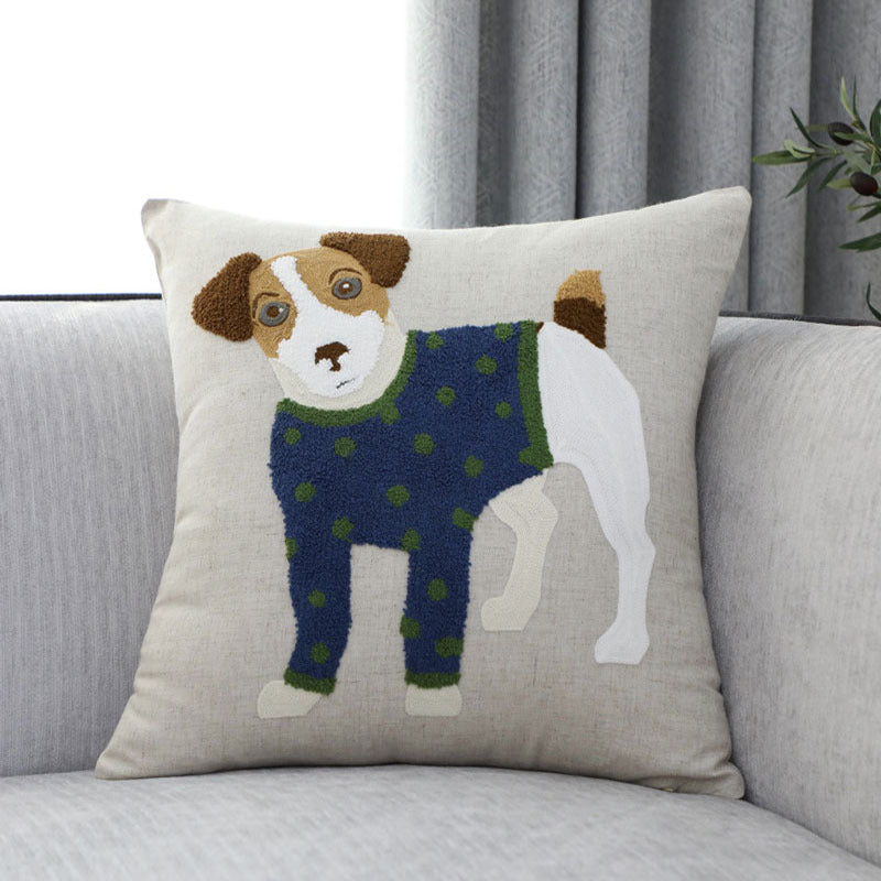 Pillow Embroidered Cushion With Core American Dog