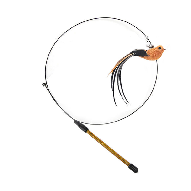 Steel Wire Feather Funny Cat Stick Long Rod