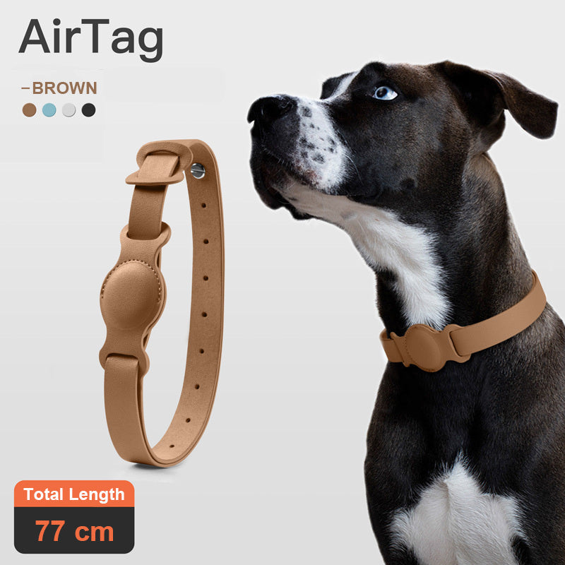 Anti-lost Device Cat And Dog Pet Collar Chain Leather Case