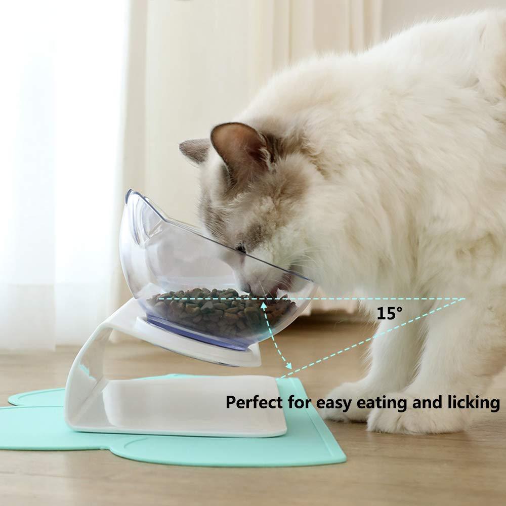 Non Slip Double Cat Bowl With Raised Stand Pet Food Cat Feeder Protect Cervical Vertebra Dog Bowl Transparent Pet Products