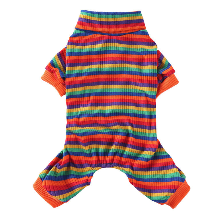 Fashion High Collar Striped Pet Dog Pajamas