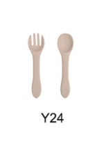 High Quality Natural 100 Food Grade Inventory Easy To Rinse Spoon Weaning Unbreakable Rubber Fork Dishwasher Safe Feeding Set