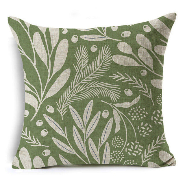 New Green Geometric Print Linen Pillowcase