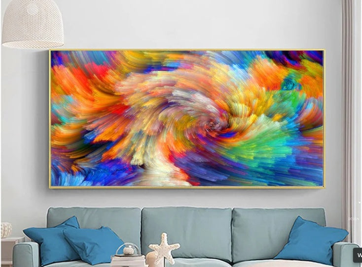 Colorful Rainbow Waves Print Painting