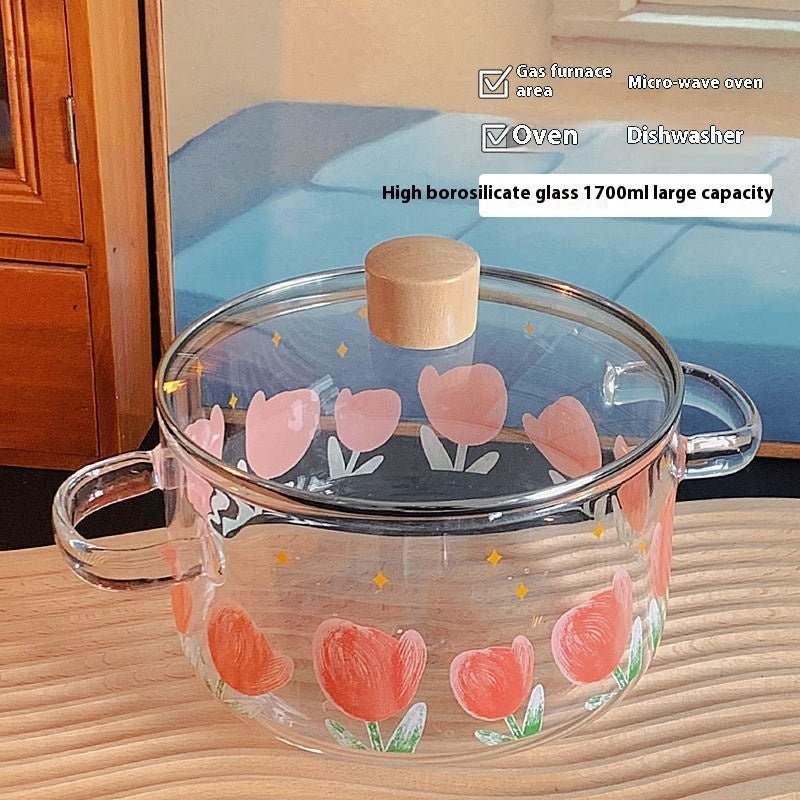 Good-looking Large Capacity Glass Instant Noodle Bowl