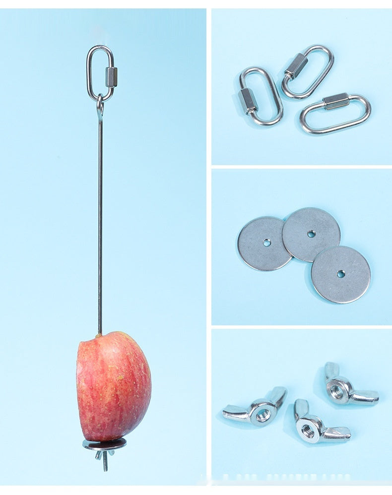 Parrot Stainless Steel Fruit Fork Hanging Toy