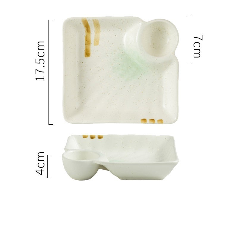 Japanese Creative Ceramic Dumpling Special Plate Comes With Vinegar Plate