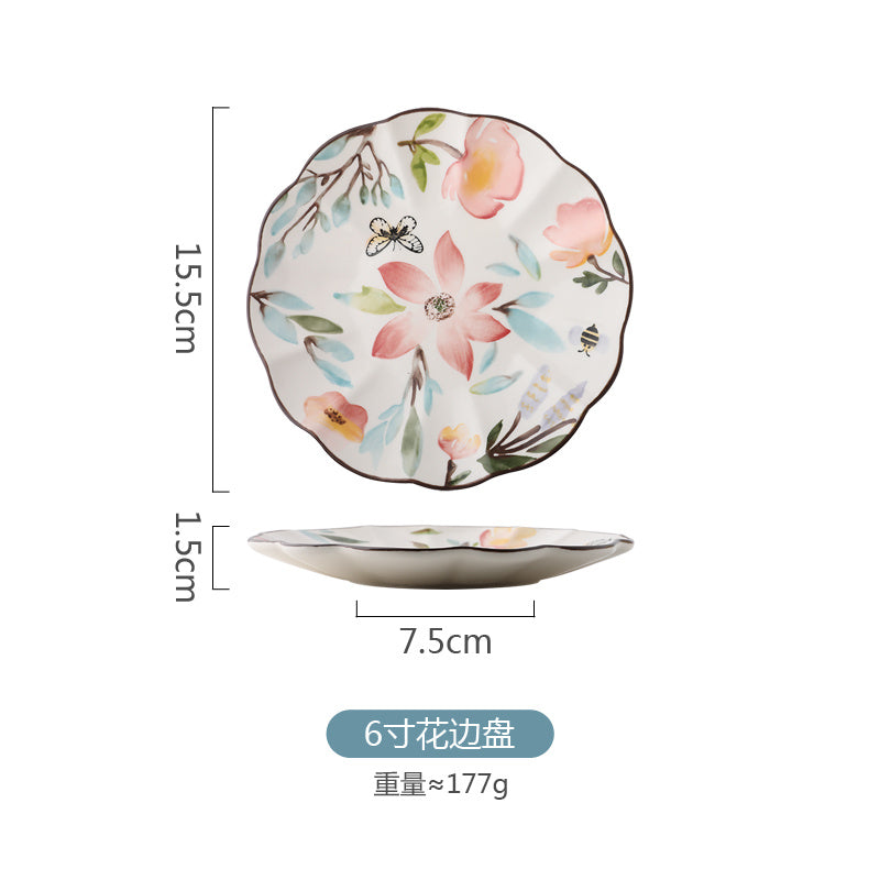 Creative Print Retro Pastoral Spring Rhyme Lace Plate