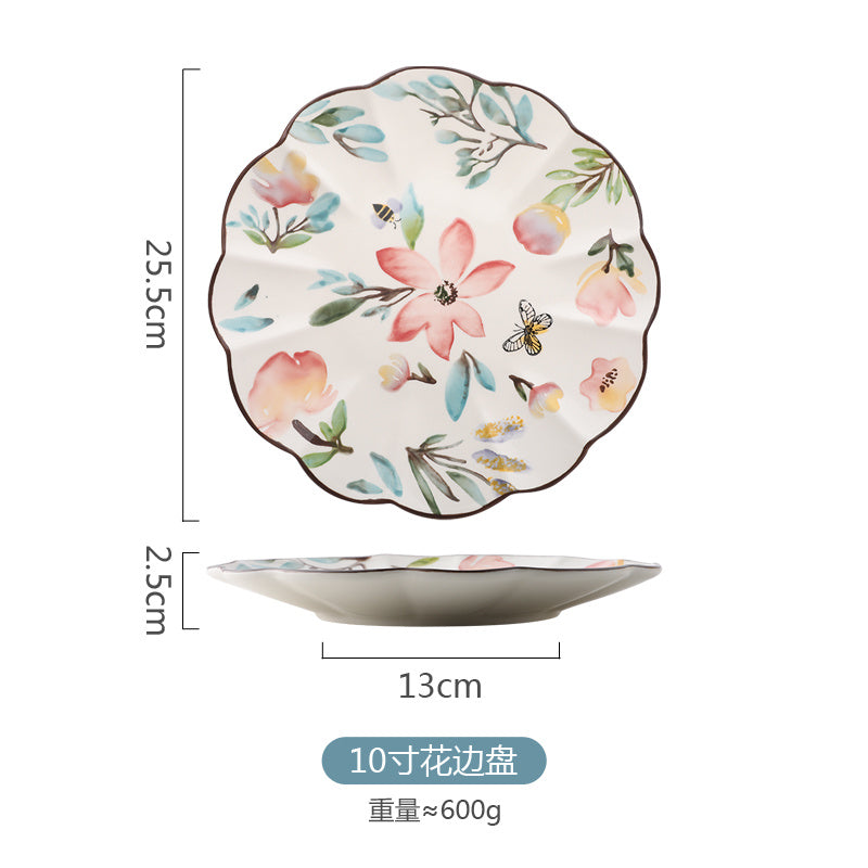 Creative Print Retro Pastoral Spring Rhyme Lace Plate